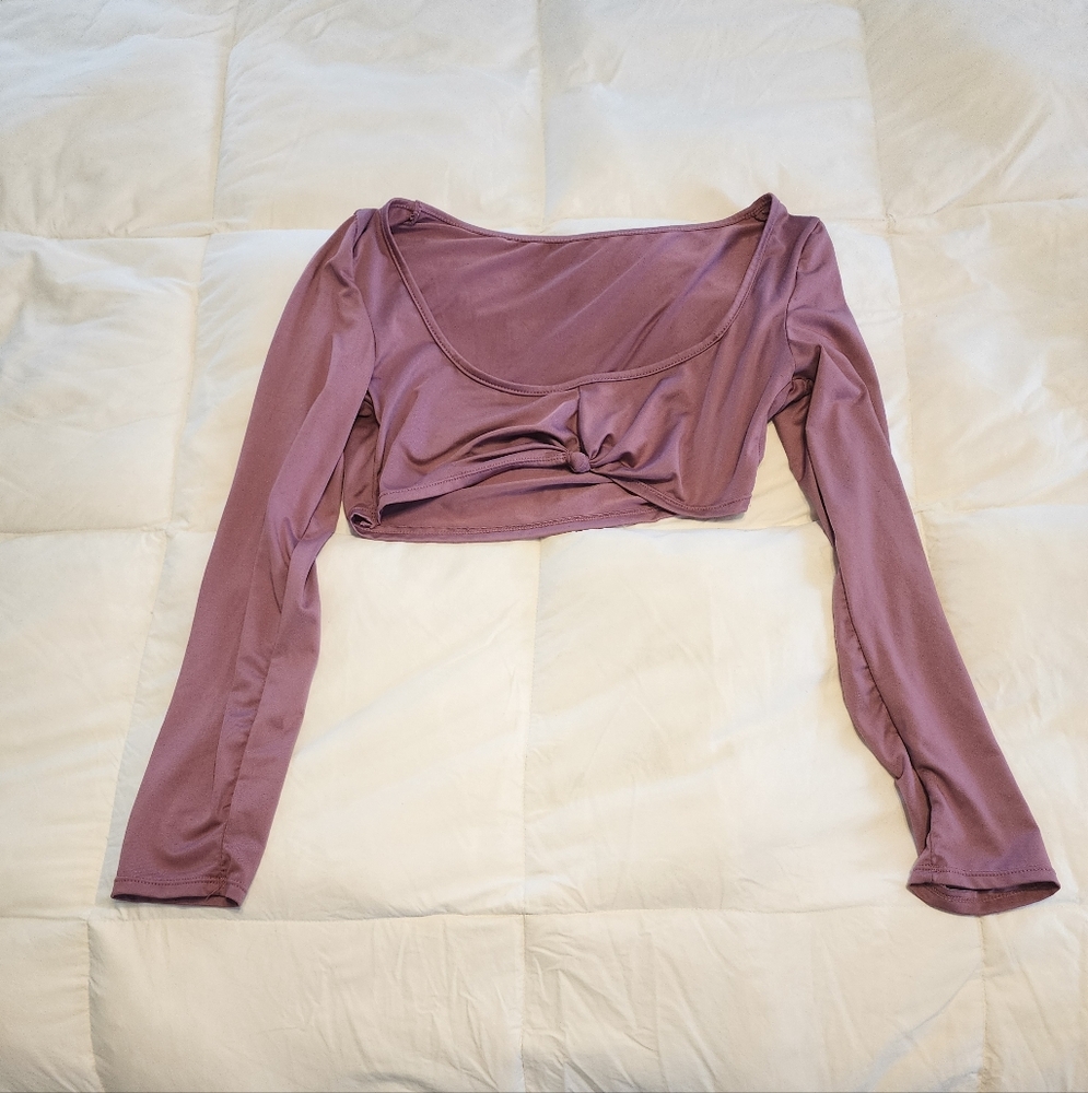 Women's Long Sleeve Mauve Crop Top